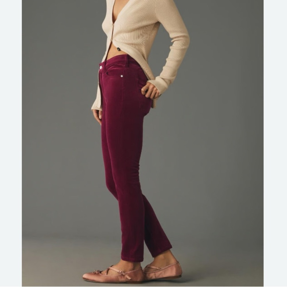 New Pilcro Anthropologie 28 Magenta High Rise Skinny Corduroy Pants ~ Holiday